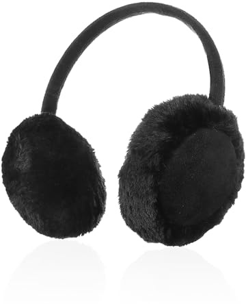 GNEGNI LIFE Ear Muffs Kids Furry Classic Earmuffs Elastic Faux Fur Ear Warmers Comfortable Ear Covers Outdoor Running Girls and Boys (Black)