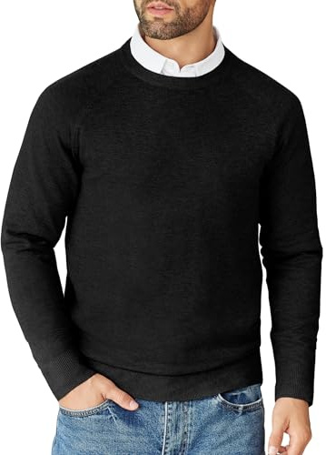 COOFANDY Maglioni Uomo Girocollo Maglione a Maglia Casual Felpa Firmati a Maniche Lunghe Maglione da Lavoro Uomo Estivo Sweater Business Nero M