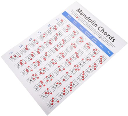 UPKOCH Mandolinen Akkorddiagramm Großformat Beschichtetes Papier Mandolinen Grifftabelle für Anfänger