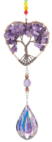 Dinghaole Kristalle Glas Anhänger, Kristall Regenbogen Sonnenfänger Glasbaum Leben Ornamente, Hängende Chakra Perlen Anhänger für Fenster, Regenbogen-Maker-Ornament