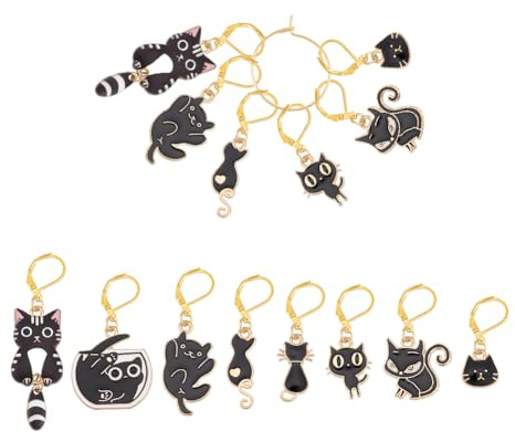 UNICRAFTALE 16 Stück 8 Stile Maschenmarkierer Stricken Katze Maschenmarker Stricken Strickreihenzählerketten Emaille Häkel Maschenmarkierer Verriegelung Selbstgemachtes Und Weben von Zubehör