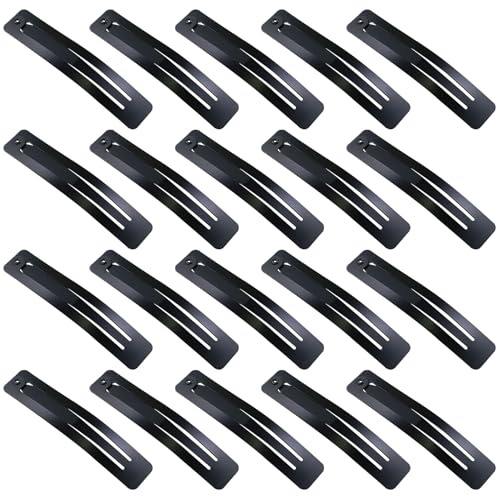 Haarspangen Mädchen 20 Stück 7cm Große Snap Haarspangen Haarclips Metall Haarklammern Schwarz Hair Clips Haarschmuck Haarspange für Mädchen, Herren und Damen, Rechteck