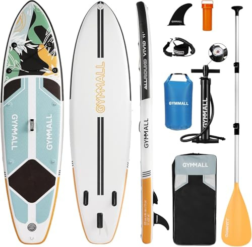 GYMMALL Stand Up Paddling Board, aufblasbares Sup Board für Erwachsene und Jugendliche aller Könnensebenen, Blow Up Paddleboards mit breiter, rutschfester Deck, Premium-Zubehör und Aufbewahrungstasche