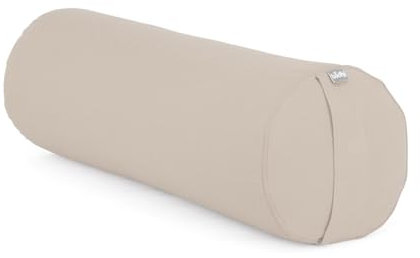 Bodhi Yoga Bolster Rolle Ø 22 cm | Yogarolle mit Bio-Dinkelfüllung | Yogakissen für Restorative & Yin Yoga | Waschbarer Bezug aus Baumwolle | Pilates Kissen mit Trageschlaufe (Silver Cloud)