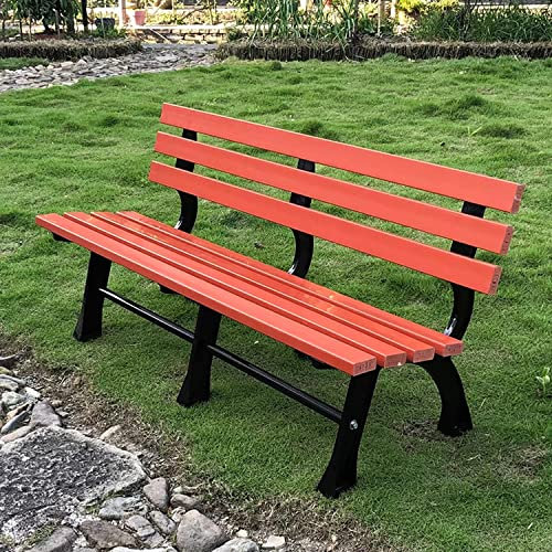 ZHSYXLB 2-3-Sitzer-Gartenbank, Gartenbank aus Aluminiumguss, Gartenbank aus Holz, Sitzbank für den Außenbereich mit Rückenlehne, Stuhlbeine aus Aluminiumguss + Stuhloberfläche aus Kunststoffholz, fü