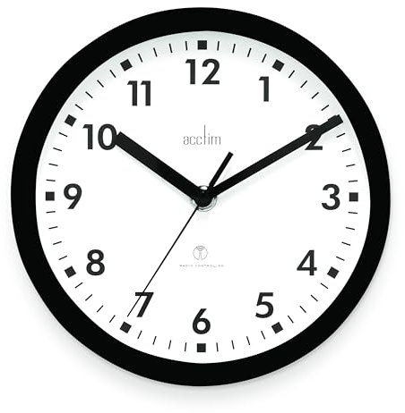 Acctim 74663 Nardo 20cm Radio Controlled Black Wall Clock