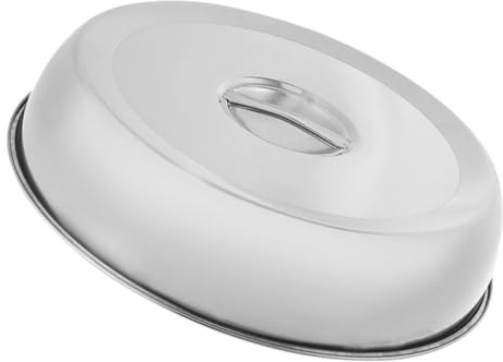 PAMINGONO 26cm Stainless Steel Round Food Dome Oil-proof Cover Kitchen Bbq Steak Lid Metal Food Protecting Cover for Home and Restaurant Use