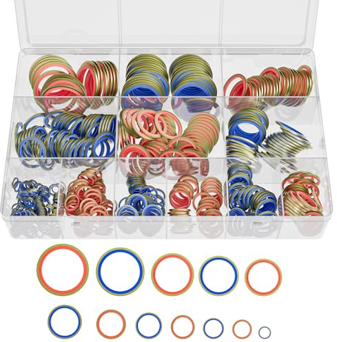 Urtioty 245 PCS Bonded Seal Washers Oil Drain Plug Gaskets, Crush Washer Assortment Kit M6 to M30, Metal Rubber Sealing Washers for Engine Oil Drain, Hydraulic & Pipe Connections