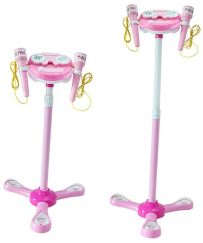 KICHOUSE Microfono Giocattolo Rosa Per Cantare Musicale Luci e Suoni Giocattolo Educativo Per Ragazzo Ragazza Ragazza e Bambine Plastica Sicura Senza Batteria