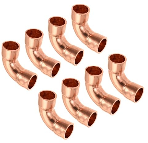 TA-VIGOR 1/4 Inch ID Elbow Copper Fitting, 90 Degree Pure Copper Pipe Connectors for HVAC, Plumbing, Home Renovation, Commercial Use, Sweat Soldering - 8PCS
