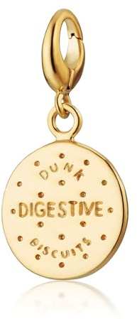 Lily Charmed Gold Digestive Biscuit Pendant Necklace – Fun British Cookie Charm Jewellery for Women, Dunk Biscuit Engraved Pendant with Adjustable Chain, Unique Novelty Gift in Gold Finish