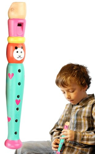 Flauto giocattolo – Flauto cartoni animati, strumento musicale | flauto dolce in legno con design a 6 fori, giocattolo sonoro per l'educazione precoce, strumento a fiato leggero, stile casuale