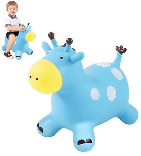 SilverChry Animale Saltellante, Salta Bambini da Interno, Gonfiabile Cavallo Saltellante, Giocattolo Saltellante da Interno/Esterno, Regalo per Bambini di Compleanno (Bleu)