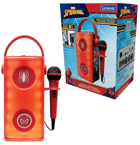 Lexibook, Spider-Man Enceinte Bluetooth avec Micro Rouge, BTP185SPZLXB