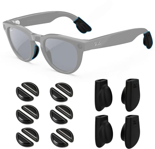 BelleVive 6 Paar Silikon-Nasenpads für Brillen, rutschfeste, Selbstklebende Nasenpolster, Anti-Rutsch-Set, 2 Paar Ohrbügel kompatibel mit Ray-Ban Meta Wayfarer/Skyler/Headliner/Gen 2