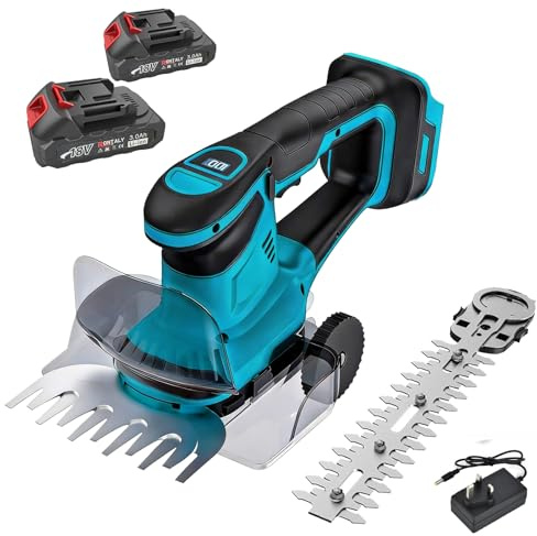 Akku-Grasschere, Kompatibel mit Makita 18V Akku, 2-in-1 Kleine Gras und Strauchschere Ideal für Kompakte Gartenarbeiten Hof Garten Rasen (mit 2X 3000mAh Akku)