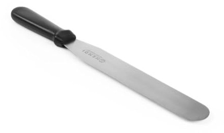 HENDI Spachtel, für Bäckerei und Konfisserie, Winkelpalette, Glasurmesser, Tortenpalette, Klinge: 250mm, 39x375mm, Edelstahl/Polypropylen