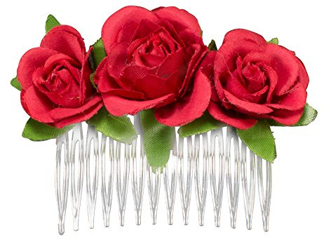 Alpenflüstern Trachten-Haarkamm Rosen-Blüten (rot) ADV101