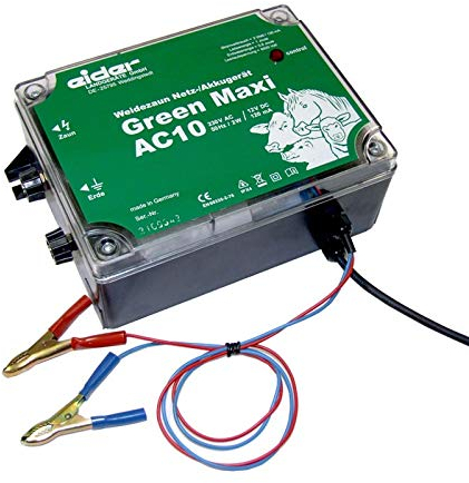 Eider Weidezaungerät Elektrozaun Kombigerät 12 V + 230 V Green Maxi - Made in Germany - ideal für Kleine bis mittlere Zaunlängen
