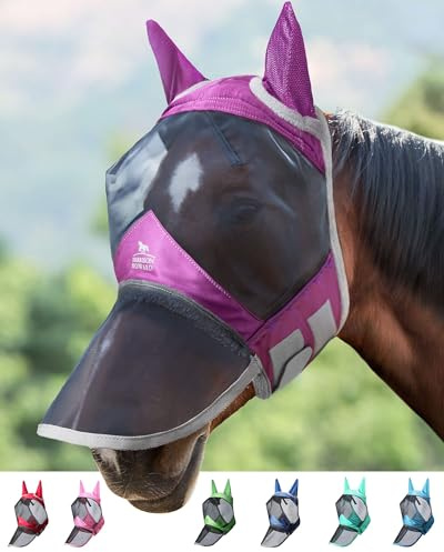Harrison Howard CareMaster Pro Lichtgevend Flygmask för hästar Fullt ansikte Ametist (M)
