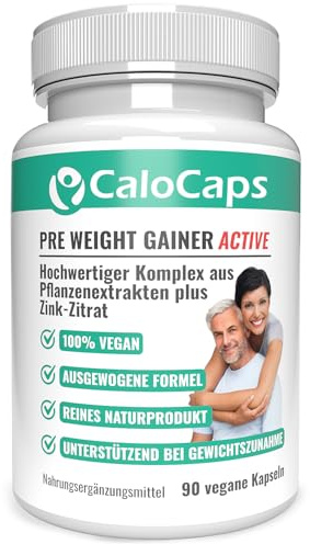 CaloCaps Pre Weight Gainer, 11-Kräuter Bitterkomplex + Zink, 90 Kapseln | Für Stoffwechsel & Nährstoffverwertung, natürliche Unterstützung in Aufbauphasen & für Hardgainer, vegan & hochdosiert