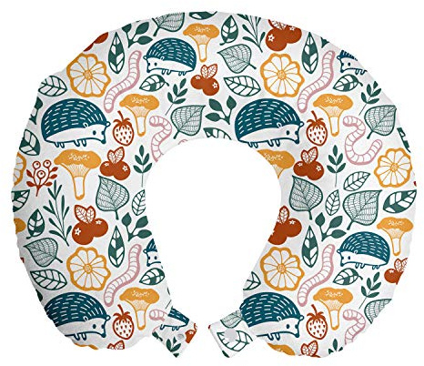 ABAKUHAUS Infantile Cuscino da Viaggio, Hedgehogs in Art Foresta, Accessorio in Schiuma di Memoria per Viaggio, 30 cm x 30 cm, Bianco e multicolore