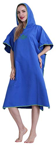JameStyle26 Badeponcho Strandtuch Mikrofaser schnelltrockend Unisex Bademantel Poncho mit Kapuzen Duschtuch Handtuch Schwimmen Surfing Strand Tauchen Bademode (Blau, Einheitsgröße)