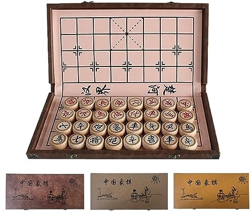 Luoyer 15 inch Chinese Chess Set with PU Leather Foldable Board Xiangqi Portable Chinese Chess Game Set Strategy Xiang Qi Board Games for 2 Players for Adults Family