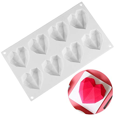 Ziyero 3D Diamant Herzform Kuchenform DIY Weihnachten Dekoration Seifenformen Verzierung Küchenhelfer Langlebig Sicher, für Weihnachten, Verzieren Kuchen, Süßigkeiten, Schokolade, Eiswürfel Usw—Weiß