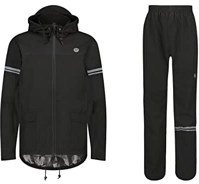 AGU Essential Original Regenanzug, Regenkleidung Fahrrad Herren & Damen, Wasserdicht & Winddicht, Reflektierend, 100% Recyceltes Polyester, Unisex - XXL - Schwarz