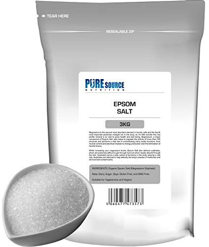 Pure Source Nutrition Epsom Salt Epsom Salts 3KG / 3000g for Bath Bathing Bath Bombs | 100% RAW Pure Natural | FCC Food Grade | Magnesium Sulphate