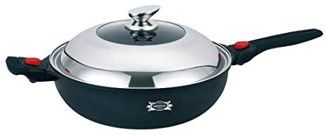 HAUSSMANN heritage Wok32cm Revêtement Type Pierre-sans PFOA Manche Amovible－Fonte d'aluminium-Tous Feux Dont Induction－ HM-WOK1432M (HM-WOK1432M)