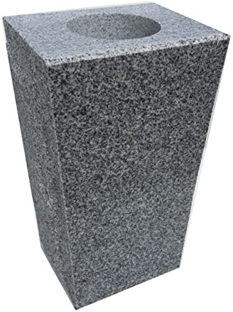 Upstate Stone Works Tapered Granite Memorial Vase | Measures 5” x 4” x 9” | Gray Granite Vase for Cemetery | Polished Face Monument Flower Holder with Drain Hole