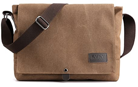 CORIOS Retrò Uomo Borsa a Tracolla Borsa di Tela Borse a Spalla Borse a Mano Multifunzione Borse Messenger Borse Tote Ventiquattrore per Lavoro Scuola Shopping Viaggio Uso Quotidiano Marrone