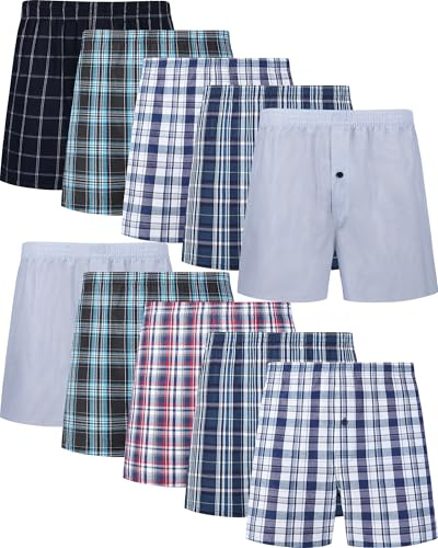 JupiterSecret Boxershorts för män i bomull, kalsonger i 6-pack och 10-pack, stora amerikanska boxershorts (storlekarna: S-6XL), 10-pack, L