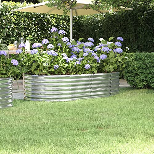 puraday Hochbeete Für Garten 152x80x36 cm Blumenkasten Pflanzkasten Terrasse Pflanzkübel Gemüsebeet Kräuterspirale XXL Hochbeet Metall Hochbeet Stahl Hochbeet Groß XXL Gartenbeet Silber