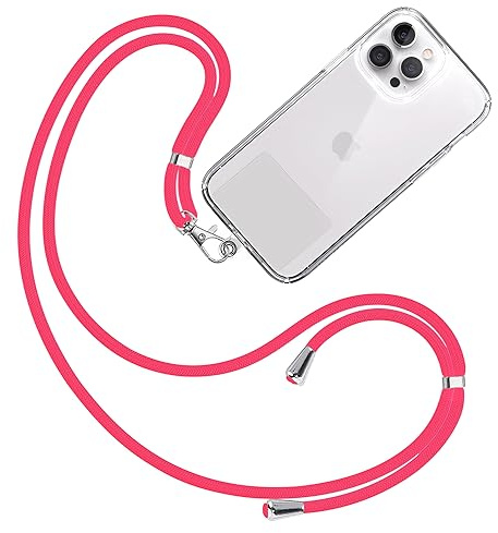 TBOC Cordino Catenella Laccio Strap Porta Cover [Fluoro Rosa] per Telefono Cellulare da Collo - Tracolla Catenina con Cordini da Phone Cellulari Telefoni Accessori Universale Laccetti Donna Uomo