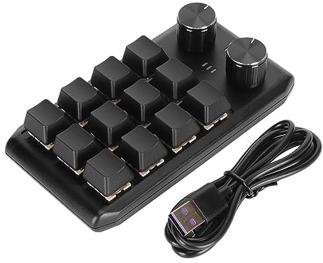 12 Mechanische Tasten, 2-Knopf-Tastatur, Makro-Tastatur für Benutzerdefinierte Programmierung, Mechanische Tastatur mit Rotem Schalter für (Kabelgebundenes USB)