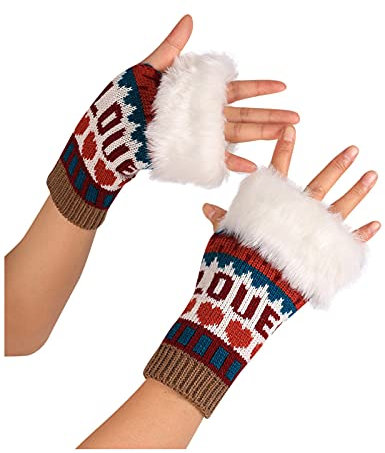 Armwärmer Sleeves Strick Handstulpen Damen Armwärmer Handschuhe mit Daumenloch Fingerhandschuhe Pulswärmer Thermo Handschuhe