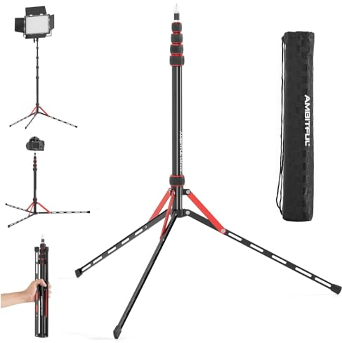 AMBITFUL Light Stand 220 cm - Aluminium Lamp Tripod Portable Tripod Lighting Tripod Load 2.5 kg Photo Light Stand for Outdoor Photography Ring Light Flash Light ，Weight 600g with Carry Bag (GM220)