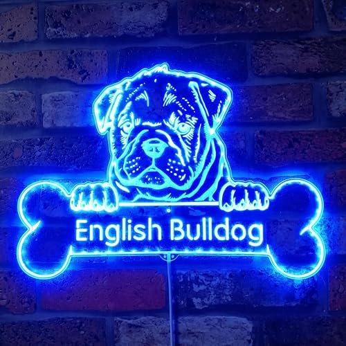 ADVPRO St06s66-fnd-p0069-tm LED-Schild, Motiv: Englische Bulldogge, RGB-dynamisch, glamourös, zuschneidbar, intelligente 3D-Dekoration, mehrfarbige Beschilderung