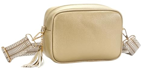 kukubird Womens Crossbody Bag Small Capacity Handbag Shoulder Bag withTassel Fringe Key Ring Casual Aztec Adjustable Detachable Strapped for School Work Leisure-Gold