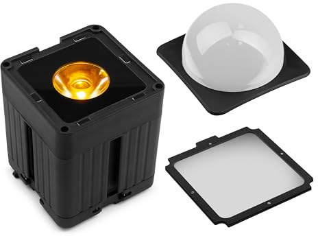 BeamZ Pro KUBE20BK Akku LED Spot Uplight Outdoor und Indoor, Wireless DMX, IP65, Licht Baustein-System, 20 Watt RGBWA-UV-LEDs, inkl. Aufsätze, Farbfilter, Montagebügel, Disco Licht, Schwarz