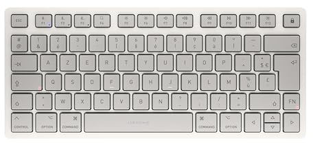 CHERRY KW 7100 MINI BT FOR MAC, Kompakt Mac-Tangentbord med 3 Bluetooth-Kanaler, Fransk Layout (AZERTY), Trådlöst Tangentbord för Flera Enheter, Moonlight White