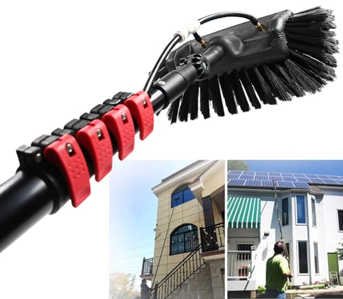 ExoticaBlend Wasserführende Teleskopstange, Reinigungsbürste mit Teleskopstiel Ausziehbar für Photovoltaik Sonnenkollektoren, Fenster, Autowaschbürste,39FT/12M