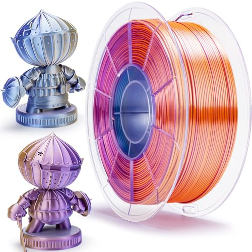 ZIRO Seide Multicolor PLA Filament 1.75mm, Dreifarbig Silk 3D Drucker Filament, Maßgenauigkeit +/-0.03mm, Passend für Die Meisten FDM 3D Drucker, 1KG Spule, Mondschein See