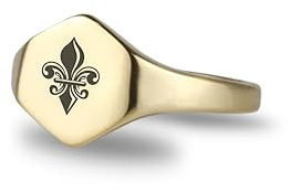 ANEMONE JEWELRY Königlich Siegelring – Individueller Familienwappen-Ring – Sechseck-Ring – Silbern