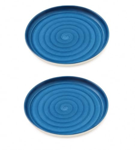 BRANDANI Acquerello - Platos llanos (27,5 cm, cerámica, 2 unidades), color azul