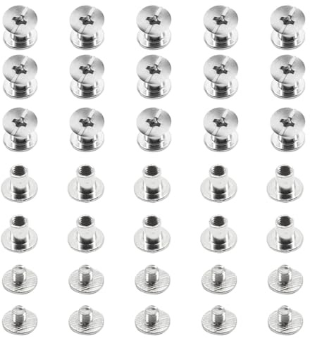 Ruidee 100Pcs/50Set Chicago Screws M5X6mm Book Binding Rivets Screw Posts Round Flat Head Stud Screw for DIY Leather Albums (DZBD/M5x6)