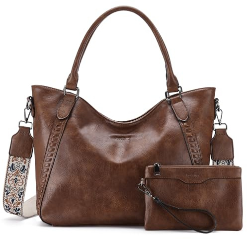 VX VONXURY Handtasche Damen mit Anti-Diebstahl 16,3 L | Veganes Leder, 6 Fächer, 3-in-1 Tragemodus, abnehmbare Geldbörse, Gitarrengurt, Büro, Reisen,Uni, Berufstätige